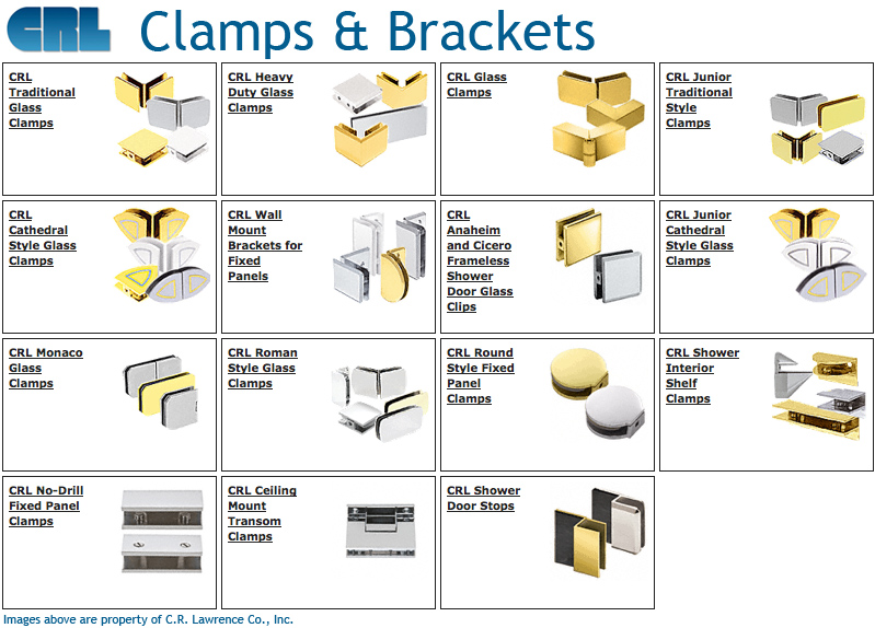 shower door clamps and brackets